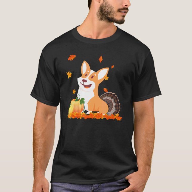 Corgi Truthahn Kostüm Thanksgiving T-Shirt (Vorderseite)