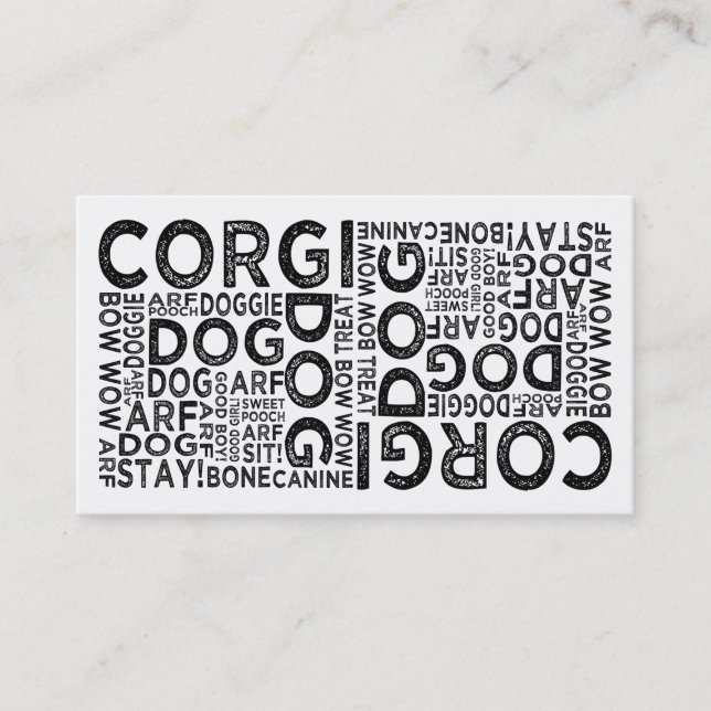 Corgi Typografie Visitenkarte (Vorderseite)