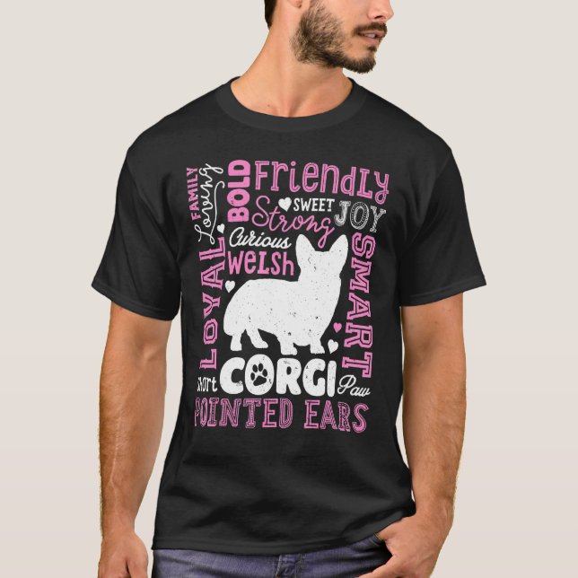 Corgi Typography Word Art Dog Tee (Vorderseite)
