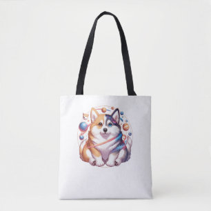 Corgi und Husky auf der Raumfahrt Yin und Yang Ess Tasche