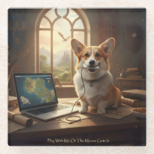 Corgi und Maus Glasuntersetzer