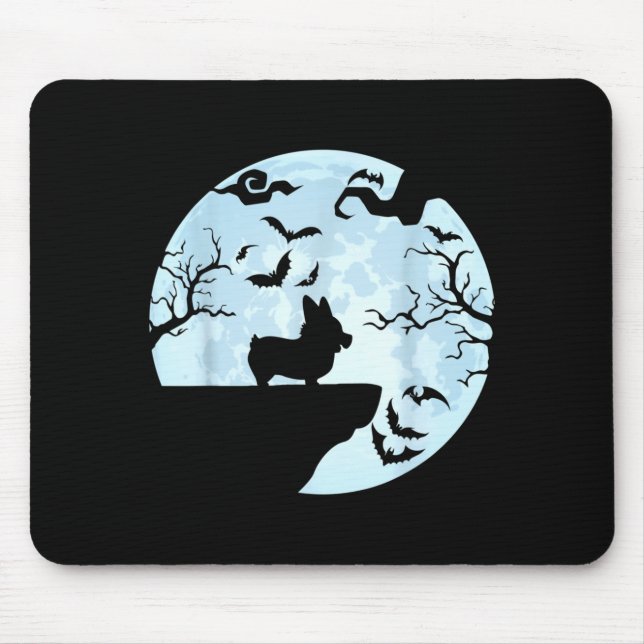 Corgi und Mond Halloween Mousepad (Vorne)