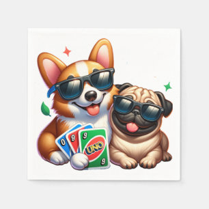 Corgi und Mops Uno Card Game Serviette