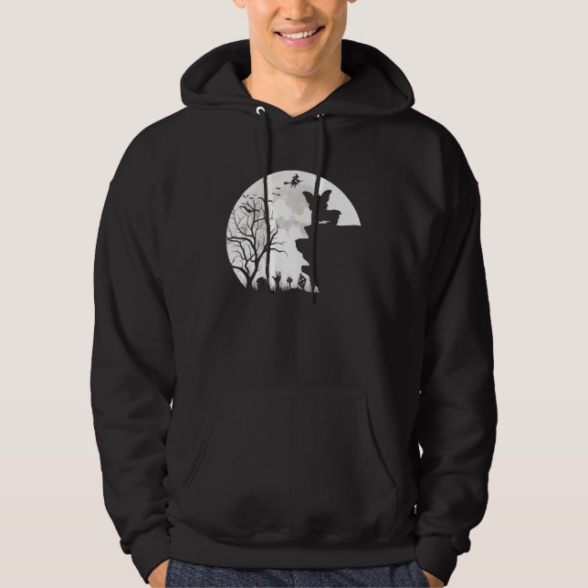 Corgi Under Moon Halloween Dog Hoodie (Vorderseite)