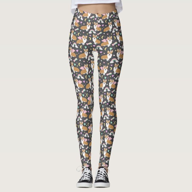 Corgi Unicorn Pastel Leggings - grau (Vorderseite)