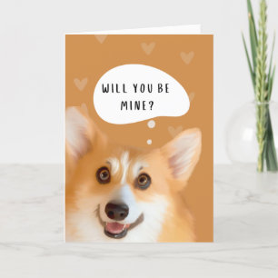 Corgi Valentine's Day Card Gold Karte
