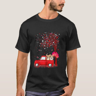 Corgi Valentinstag Hunde roter LKW Herzen T-Shirt