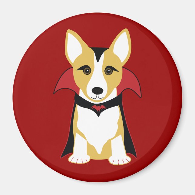 Corgi Vampire Halloween Magnet (Vorne)