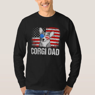 Corgi Vater American Flag Vatertag T-Shirt