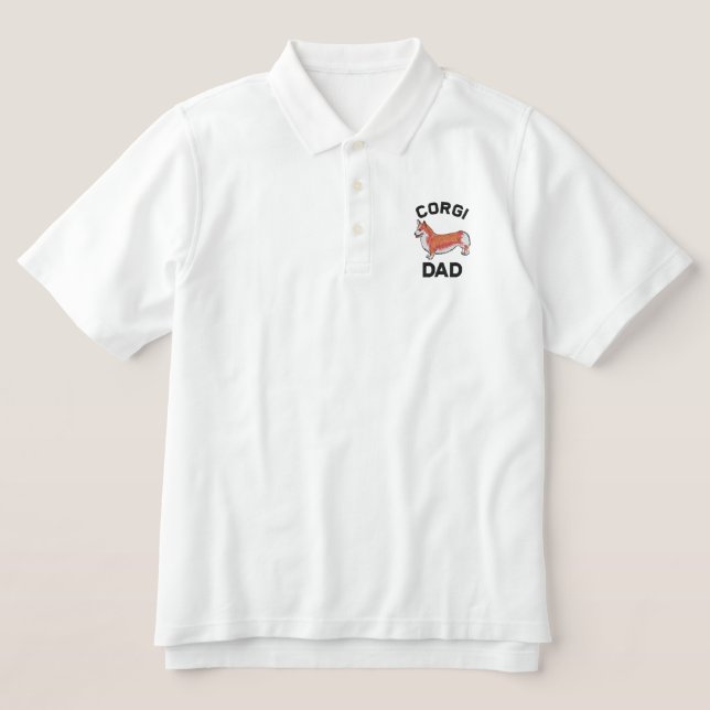 Corgi Vater besticktes Shirt (Design Vorderseite)