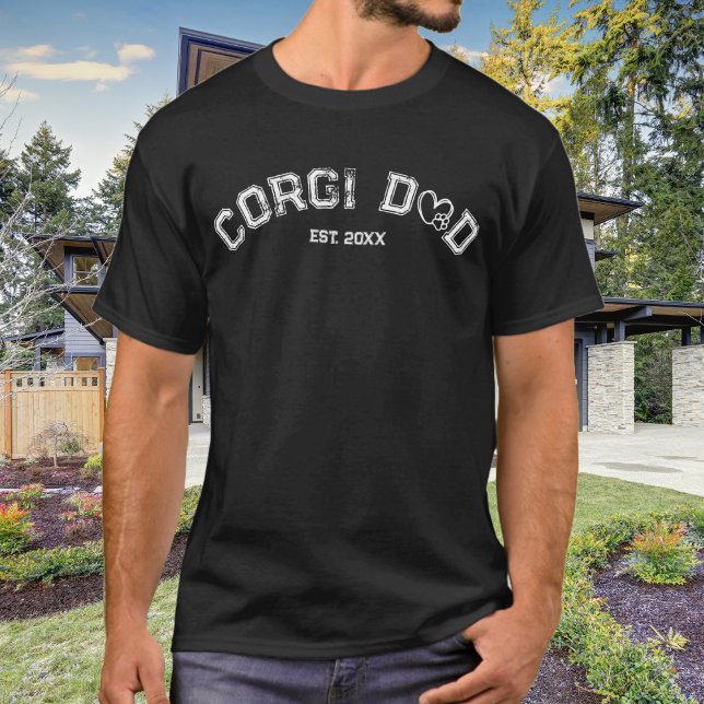 Corgi Vater Herz mit Pfote und Jahr T-Shirt (Von Creator hochgeladen)