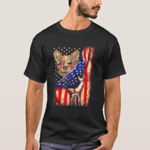 Corgi Vater Owner Dog American Flag T-Shirt