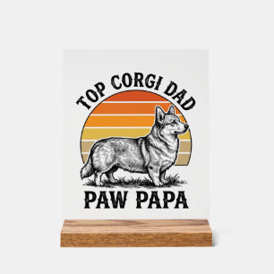 Corgi-Vater-Shirt Vintage-Sonnenuntergang-Hund-Pap Acrylschild