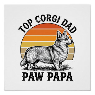 Corgi-Vater-Shirt Vintage-Sonnenuntergang-Hund-Pap Poster