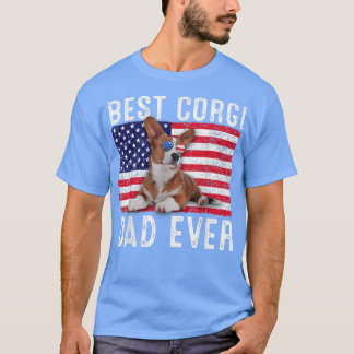 Corgi Vater USA American Flag Corgi Dog Lover Eige T-Shirt