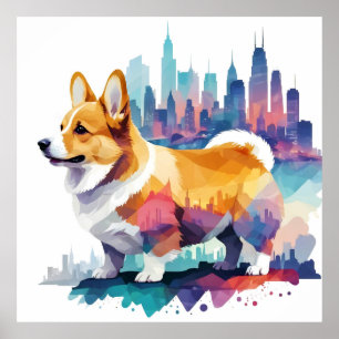 Corgi Vintag Animal Nature Environment Stadt Art Poster