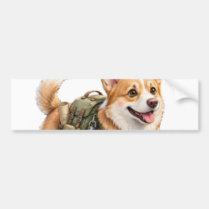 Corgi-Wanderabenteuer-Wasserfarbe-Heckscheibenaufk Autoaufkleber
