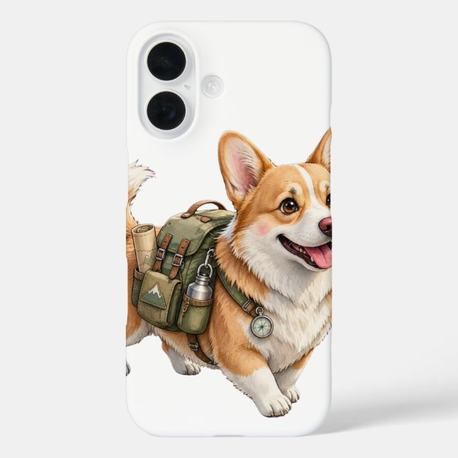 Corgi-Wanderabenteuer-Wasserfarbe-iPhone-16-Case iPhone 16 Hülle (Rückseite)