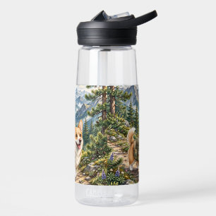 Corgi Wandern in Bergen Aquarell Wasserflasche  Trinkflasche