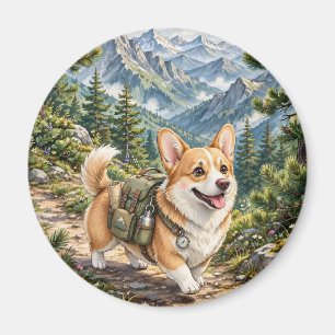 Corgi-Wanderung in Bergen Aquarell-Magnet Magnet