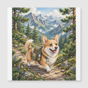 Corgi-Wanderung in Bergen Aquarell-Magnetkarte Magnetkarte