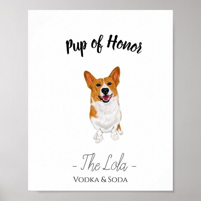 Corgi Wedding Drink Sign Poster (Vorne)