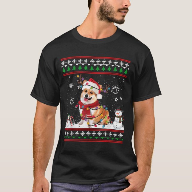 Corgi Weihnachten hässlicher Pullover lustiger Hun (Vorderseite)