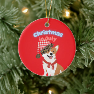 Corgi-Weihnachten-im-Juli-Schmuck Keramik Ornament