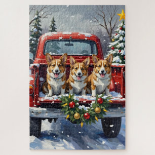 Corgi Weihnachten Rotes Lastwagen Urlaub
