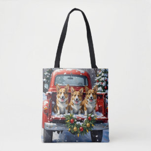 Corgi Weihnachten Rotes Lastwagen Urlaub Tasche