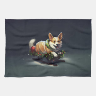 Corgi Weihnachten Schnee Winter Geschirrtuch