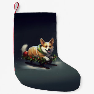 Corgi Weihnachten Schnee Winter Kleiner Weihnachtsstrumpf