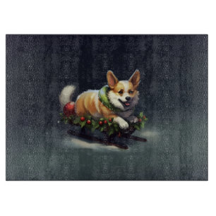 Corgi Weihnachten Schnee Winter Schneidebrett