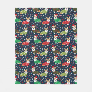 Corgi Weihnachten Sweaters Blanket Fleecedecke