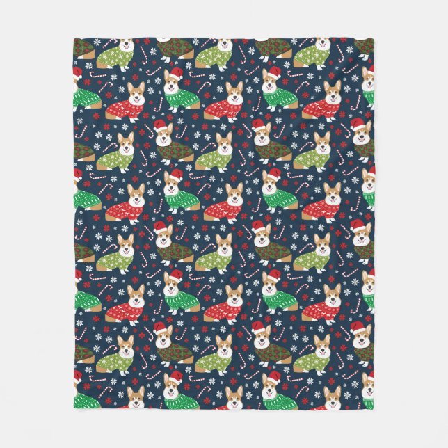 Corgi Weihnachten Sweaters Blanket Fleecedecke (Vorderseite)