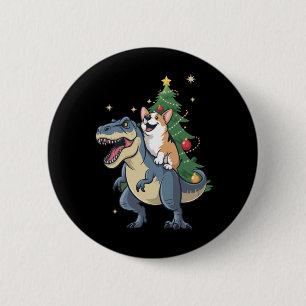 Corgi-Weihnachts-Dinosaurier-Baum Rex-Festtage Xma Button