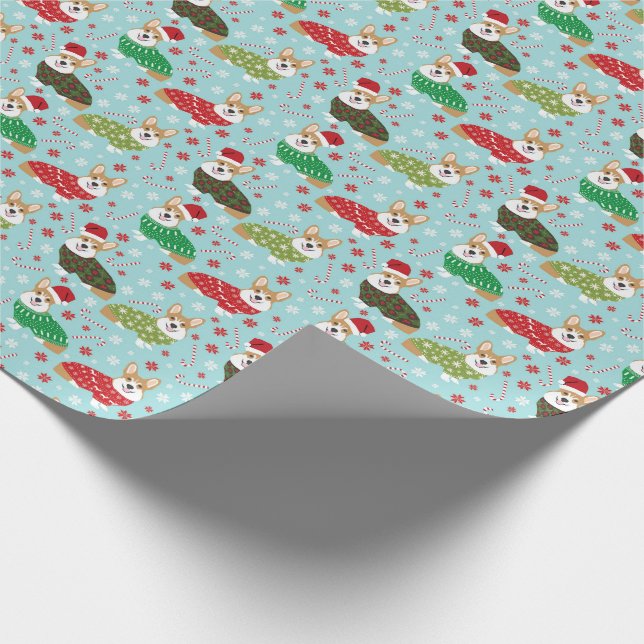 Corgi Weihnachts-Sweater-Geschenk Wraps Geschenkpapier (Ecke)