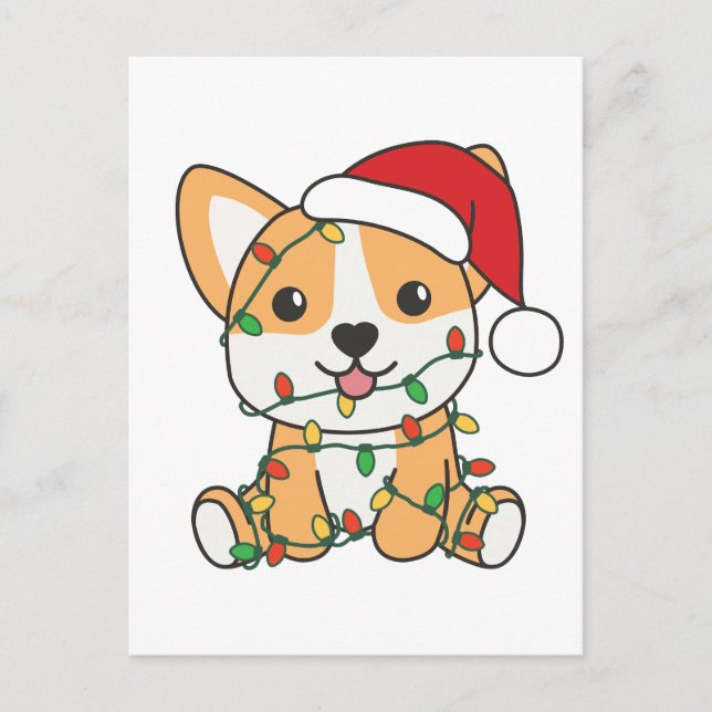 Corgi Weihnachts-Wintertiere Hund Postkarte (Vorderseite)