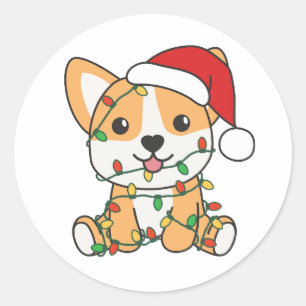 Corgi Weihnachts-Wintertiere Hund Runder Aufkleber