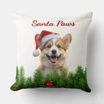 Corgi-Weihnachts-Wurfkissen – Santa Paws Design
