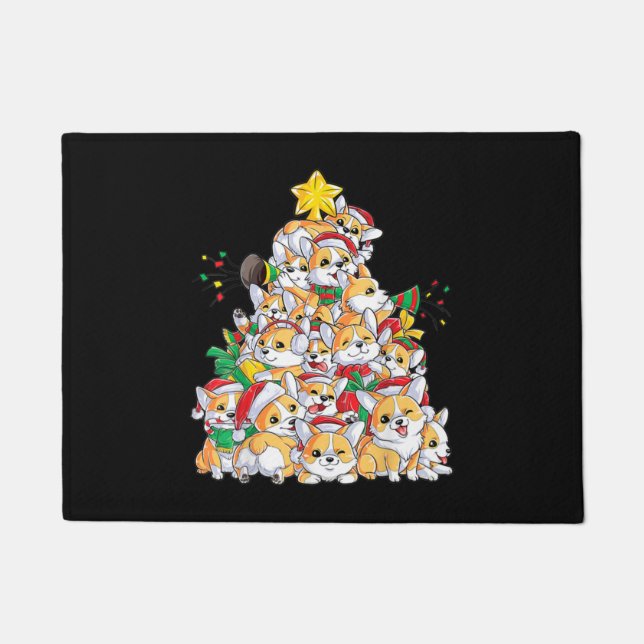 Corgi Weihnachtsbaum Dog Santa Merry Corgmas Xmas Fußmatte (Vorderseite)