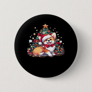 Corgi Weihnachtsbaum Oversifizierter T - Shirt Button