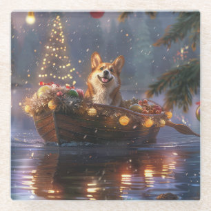 Corgi Weihnachtsfeiertage Glasuntersetzer