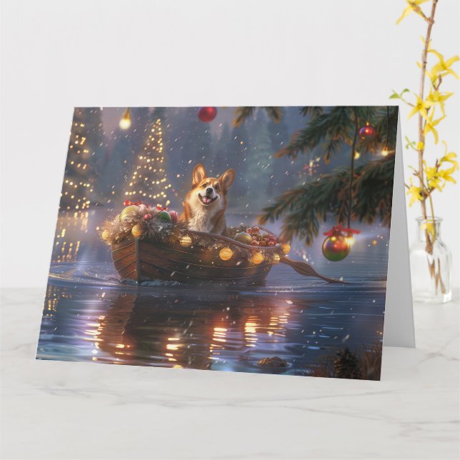 Corgi Weihnachtsfeiertage Karte (Gelbe Blume)