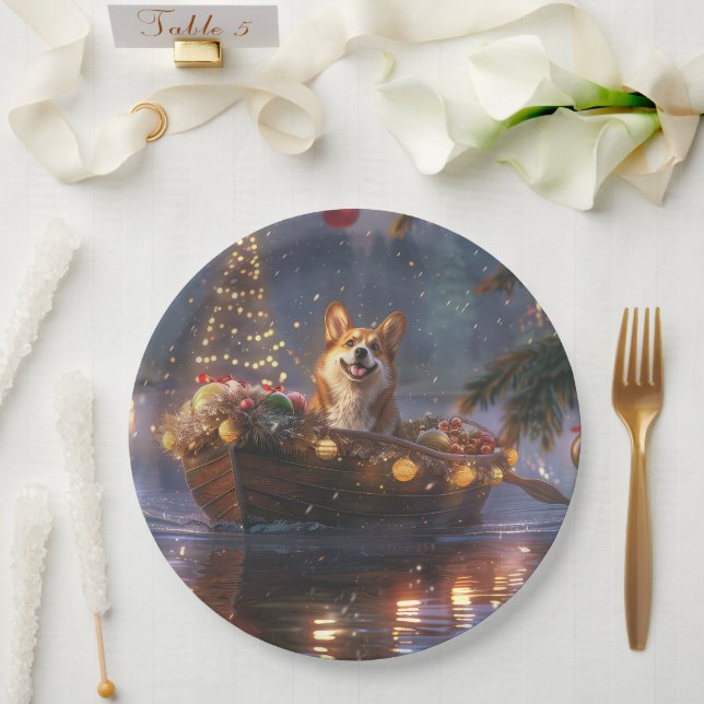 Corgi Weihnachtsfeiertage Pappteller (Hochzeit)