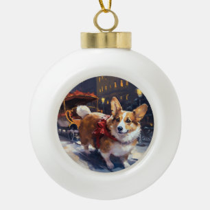 Corgi Weihnachtsfestliche Jahreszeit Keramik Kugel-Ornament