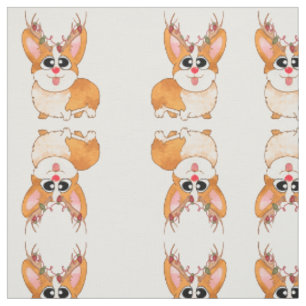 Corgi, Weihnachtshund, Funny Cartoon Stoff