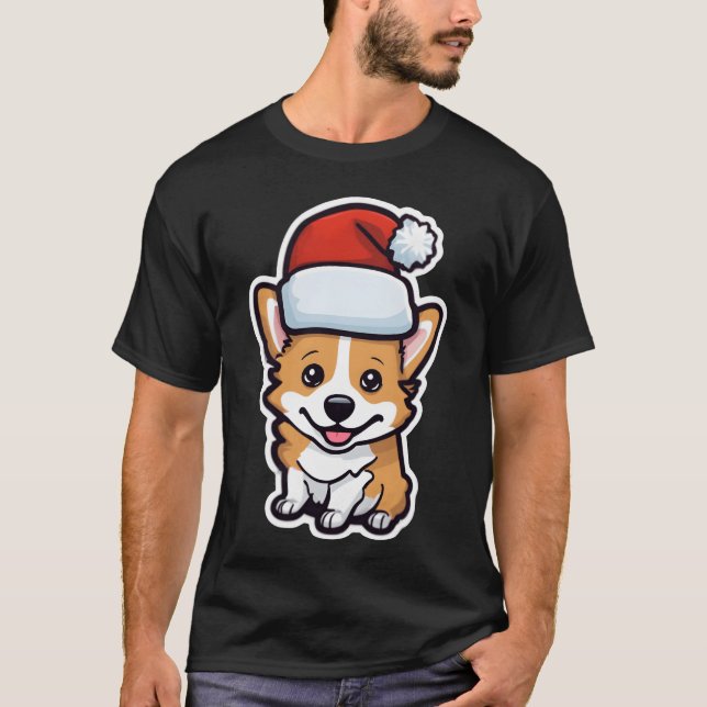 Corgi Weihnachtskappenhund Corgi Freund T-Shirt (Vorderseite)
