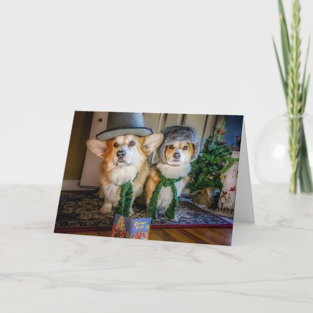Corgi Weihnachtskarte Karte (Vorderseite)