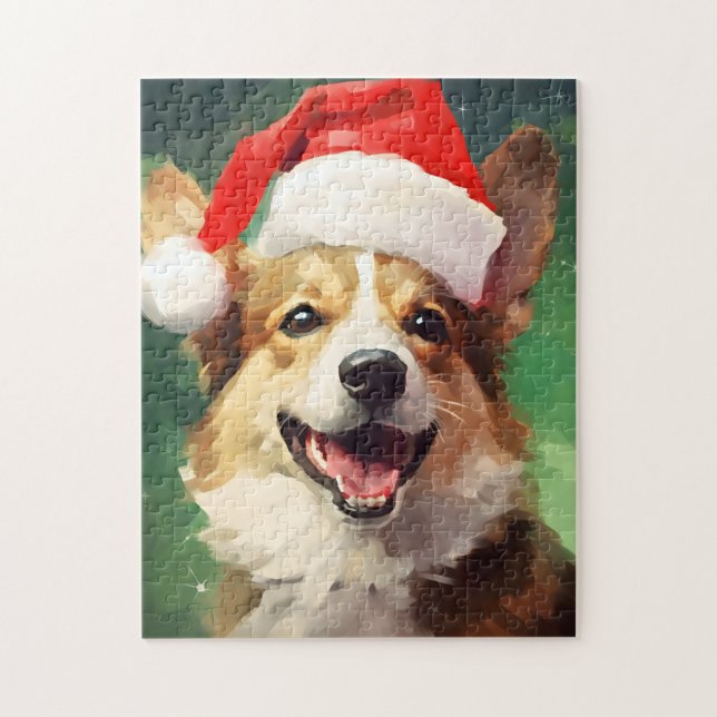 Corgi Weihnachtsmalerei (Vertikal)